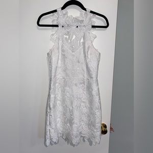 Saylor laser cut high neck floral dress